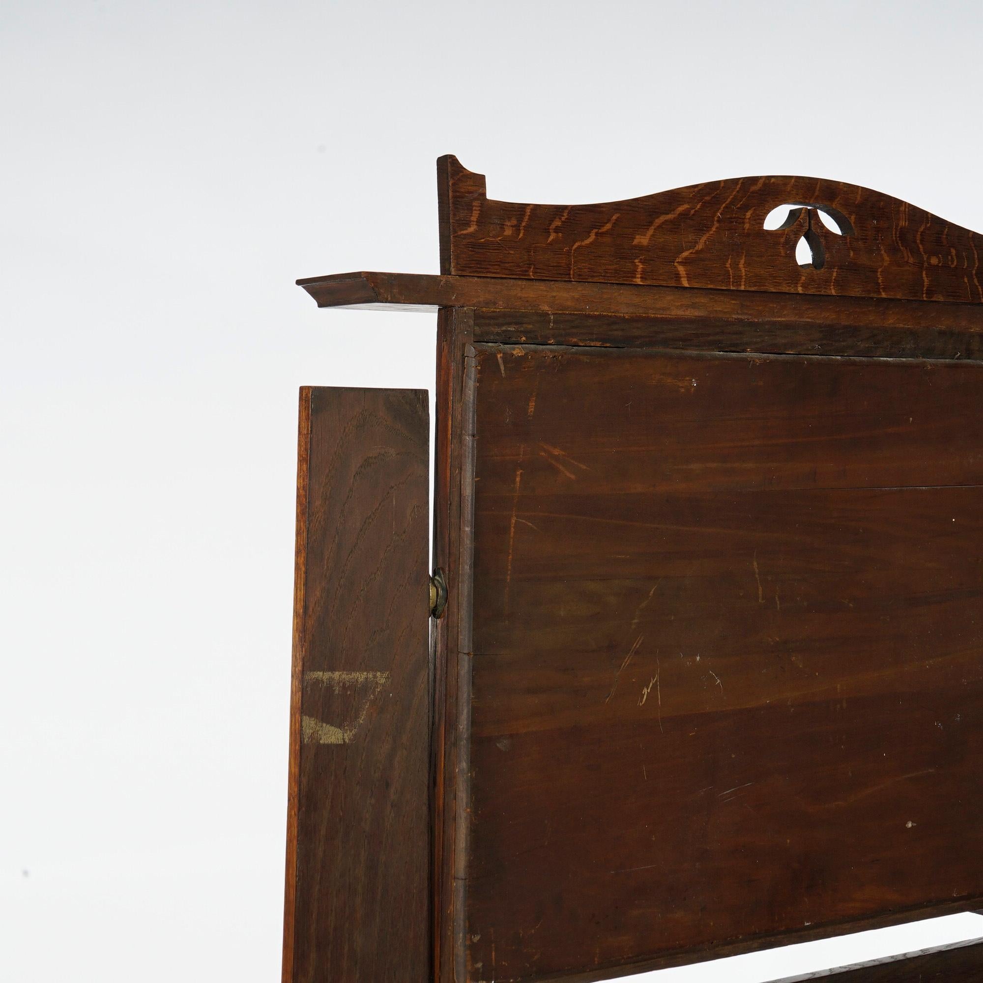 Antique Arts & Crafts Stickley School Mission Cutout Oak Mirrored Dresser C1910 12