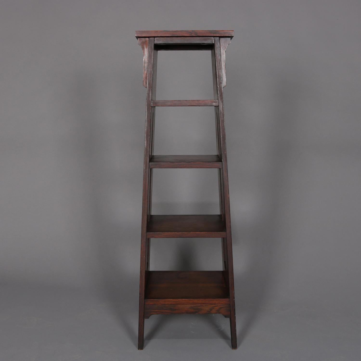 Antique Arts & Crafts Stickley School Mission Oak Bookstand, circa 1910 In Good Condition In Big Flats, NY