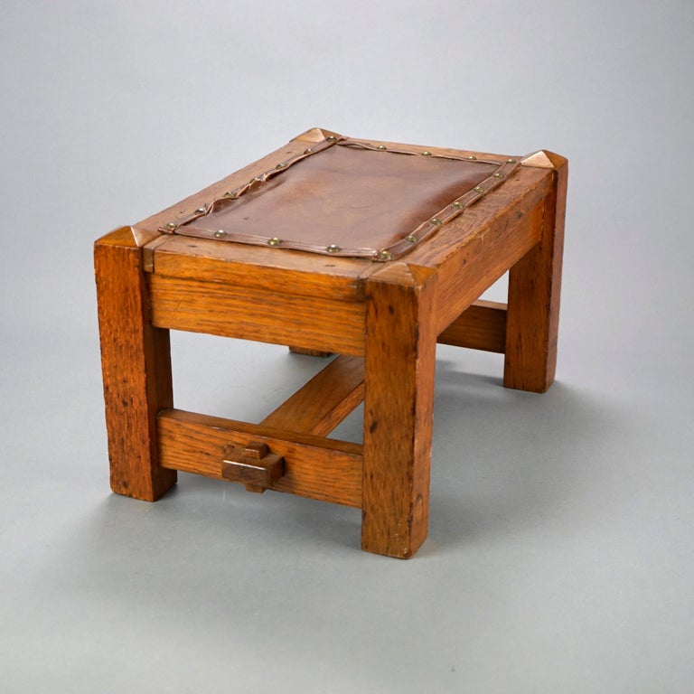 Antique Arts and Crafts Stickley School Mission Oak Footstool, Circa ...