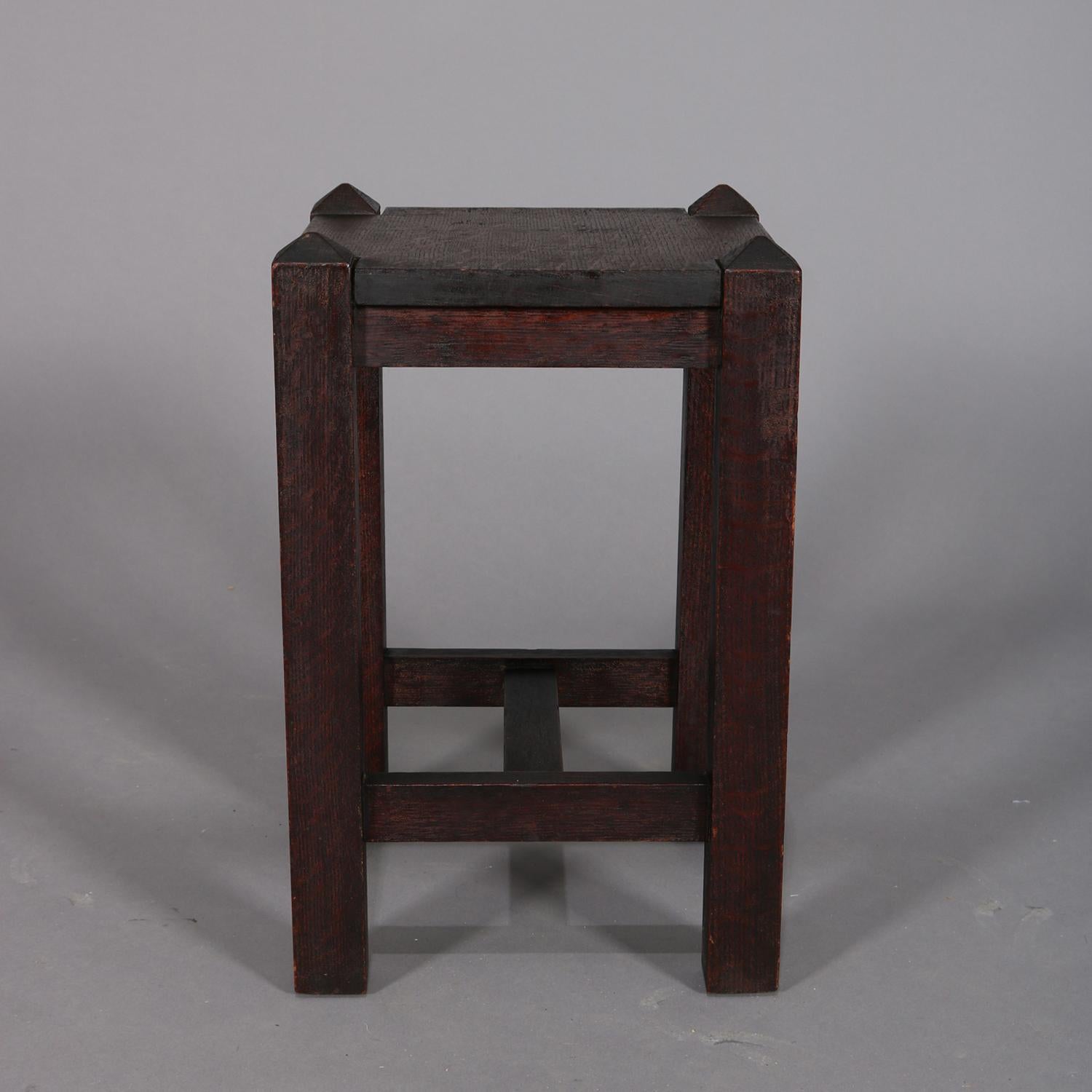 antique oak plant stand