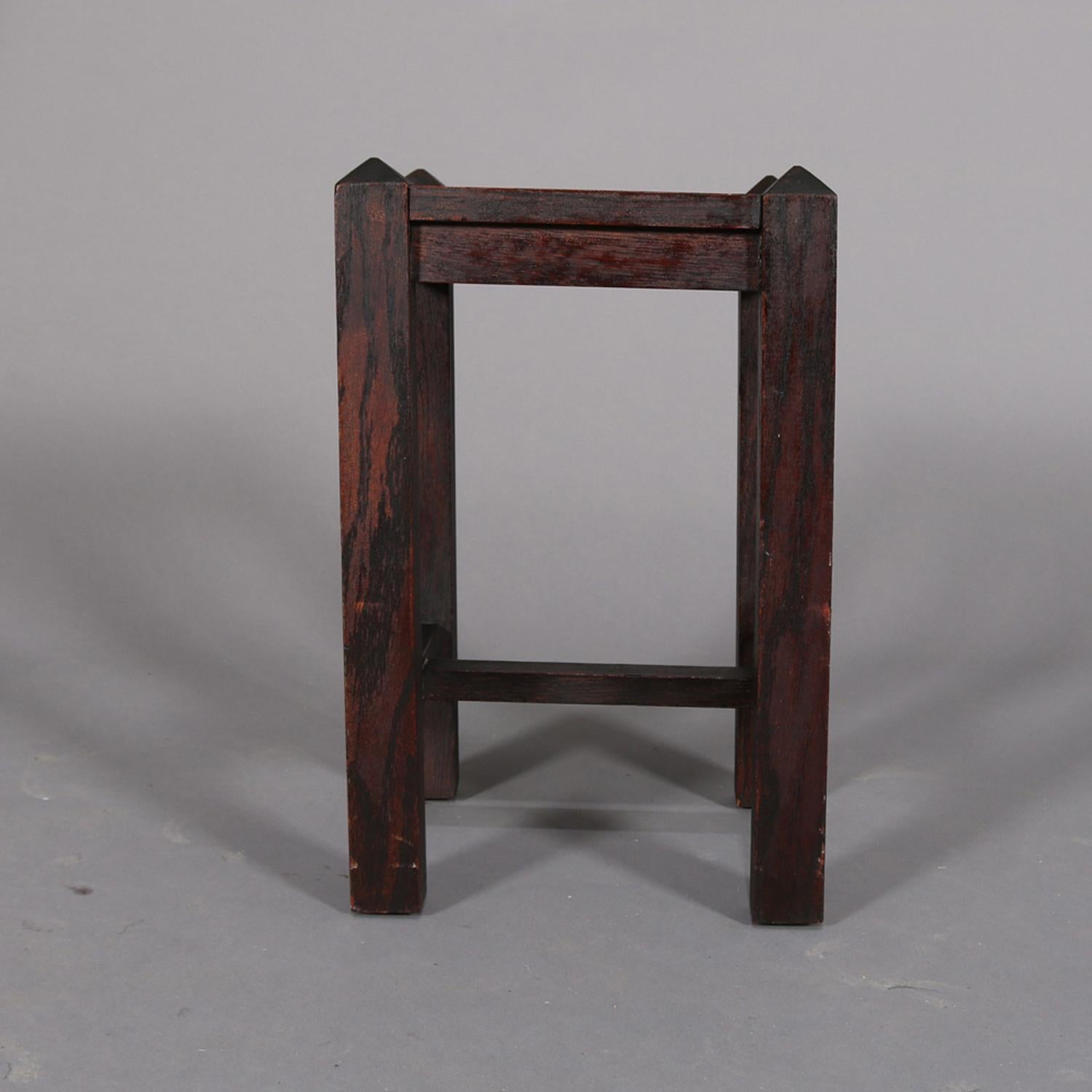 Antique Arts & Crafts Stickley School Mission Oak Plant Stand, circa 1910 In Good Condition In Big Flats, NY