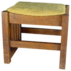 Antique Arts & Crafts Stickley School Mission Oak Upholstered Footstool