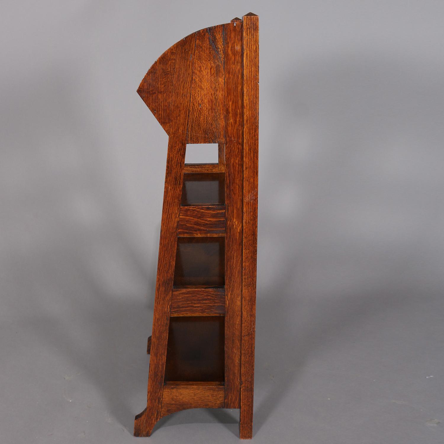 Arts and Crafts Antique Arts & Crafts Stickley School Oak Four-Tier Magazine Rack and Stand