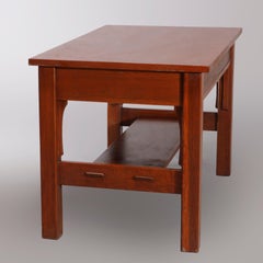 Antique Arts & Crafts Stickley School Oak Library Table, circa 1910