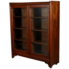 Antique Arts & Crafts Stickley School Quarter Sawn Oak Enclosed Bookcase