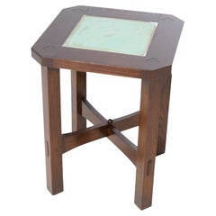 Vintage Arts & Crafts Stickley Mission Oak & Tile Clip Corner Table 20thC