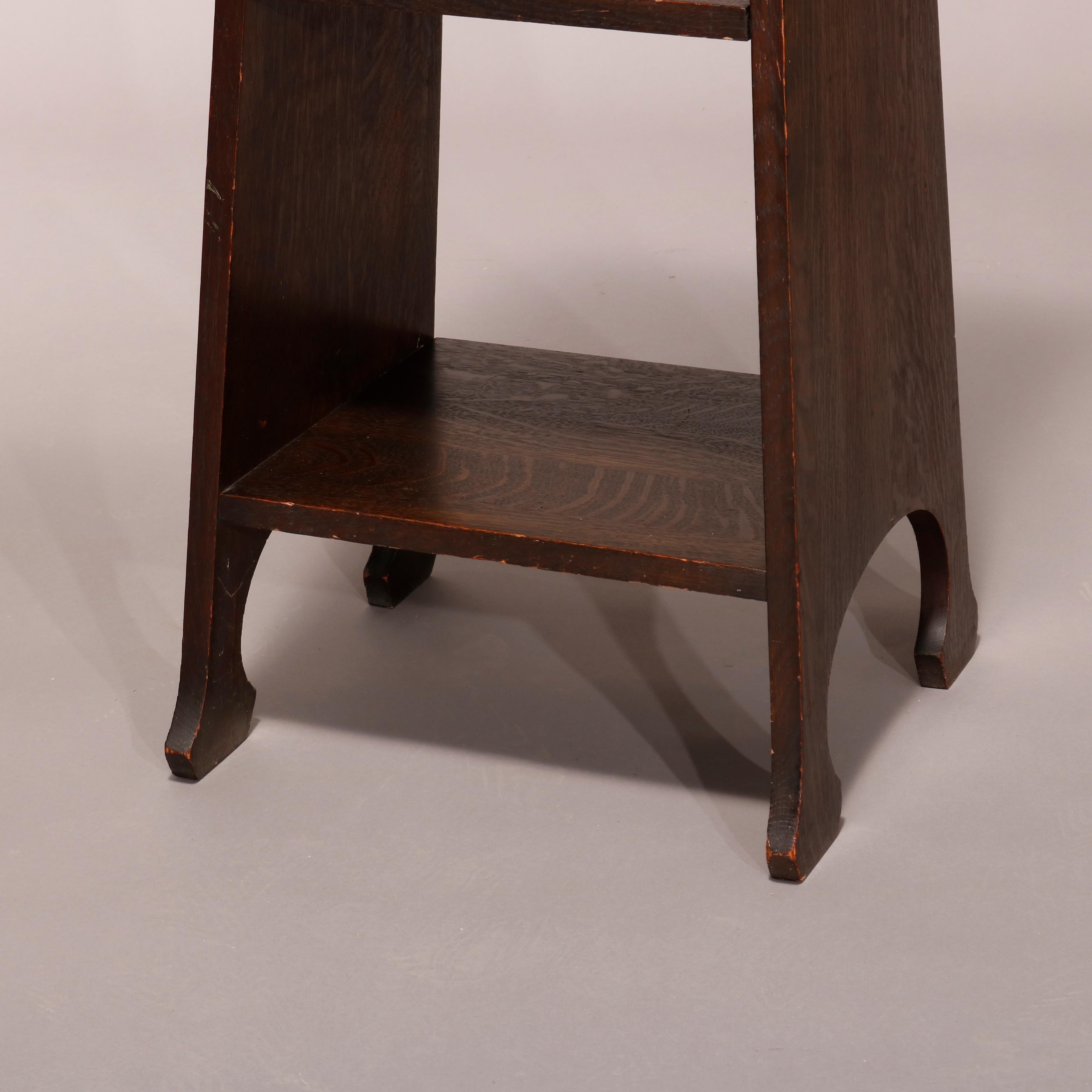 American Antique Arts & Crafts Stickley Tobey School Oak Magazine Stand, Circa 1910