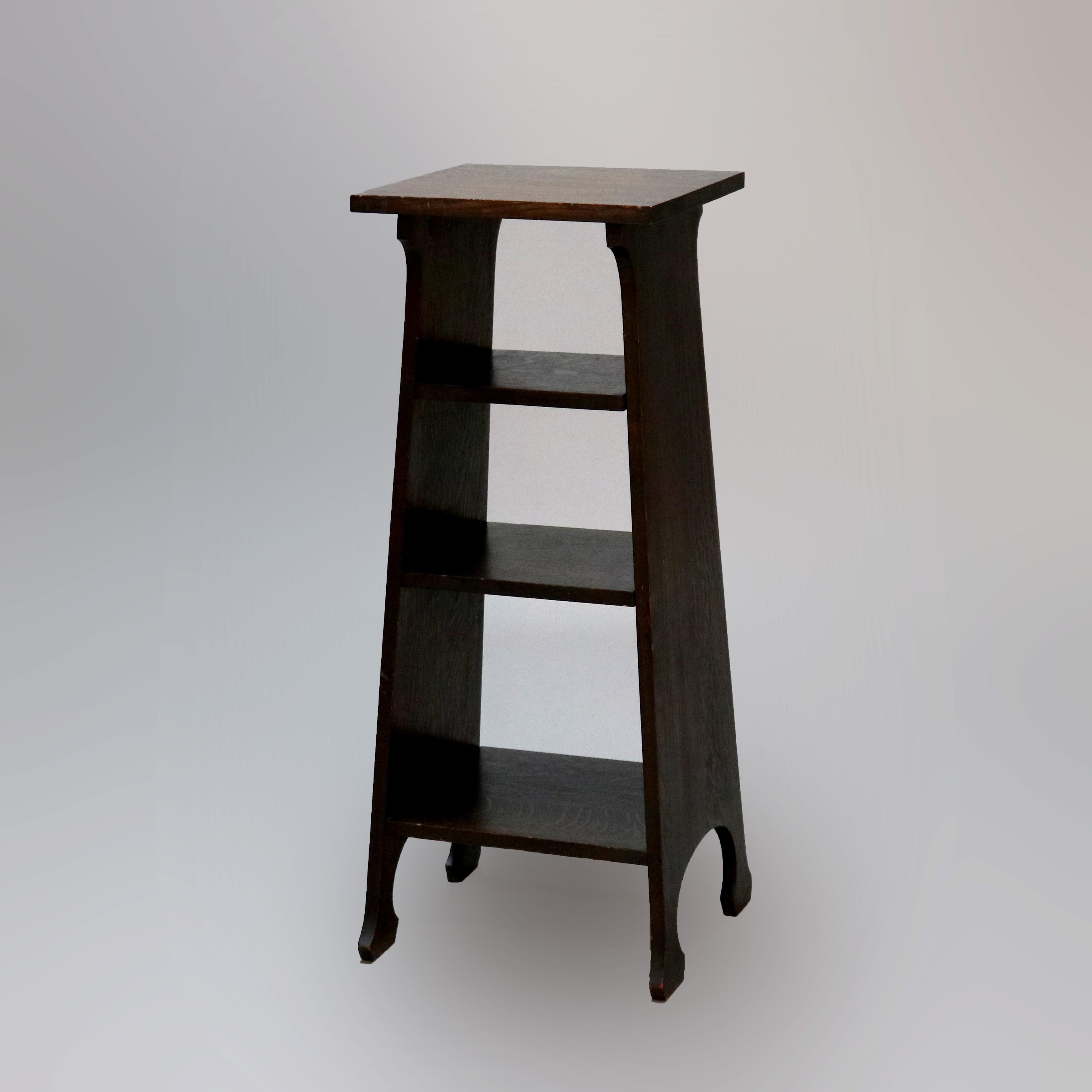 Antique Arts & Crafts Stickley Tobey School Oak Magazine Stand, Circa 1910 In Good Condition In Big Flats, NY