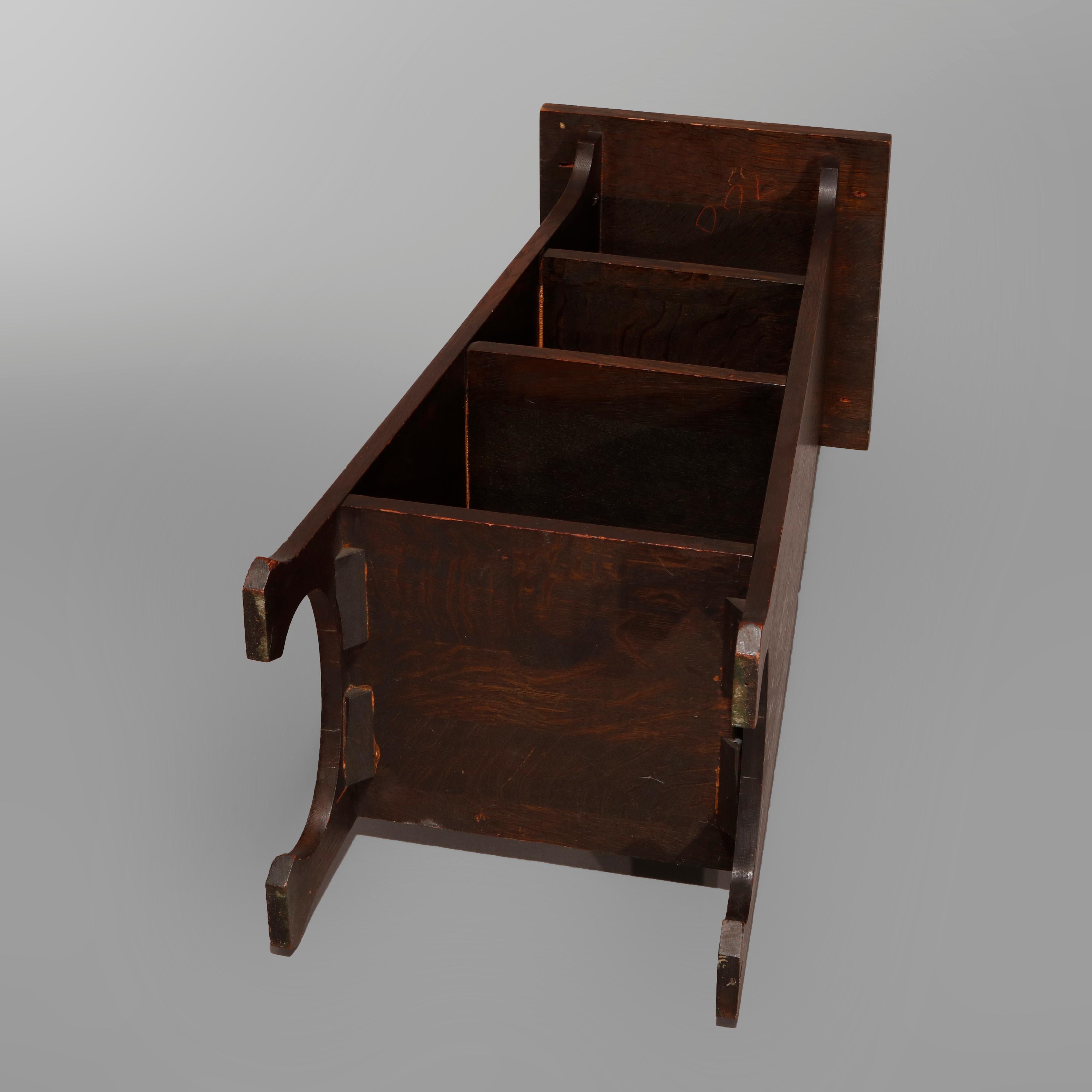 20th Century Antique Arts & Crafts Stickley Tobey School Oak Magazine Stand, Circa 1910