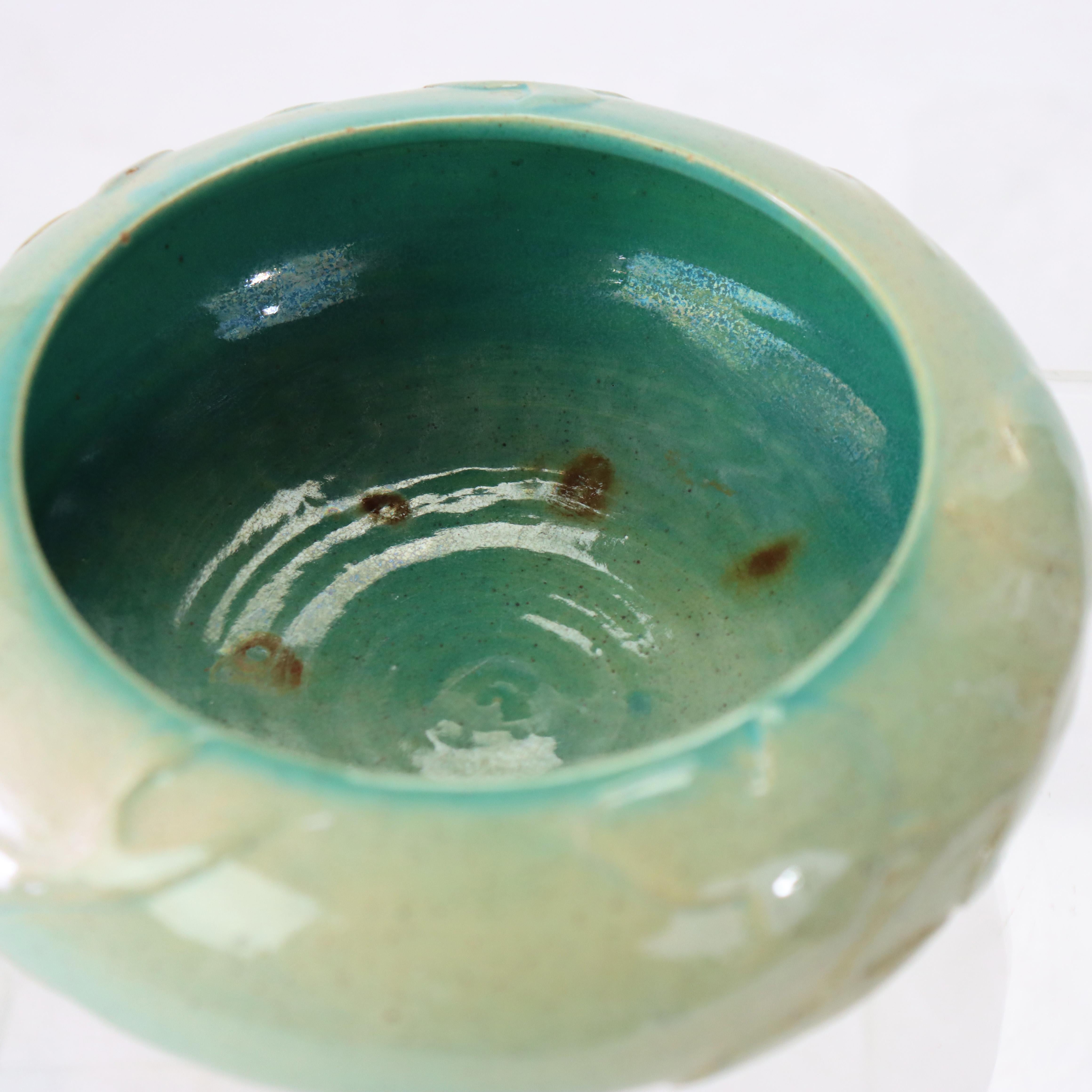 Arts and Crafts Antique Arts & Crafts Studio Pottery Low Bowl Signed C1910 For Sale