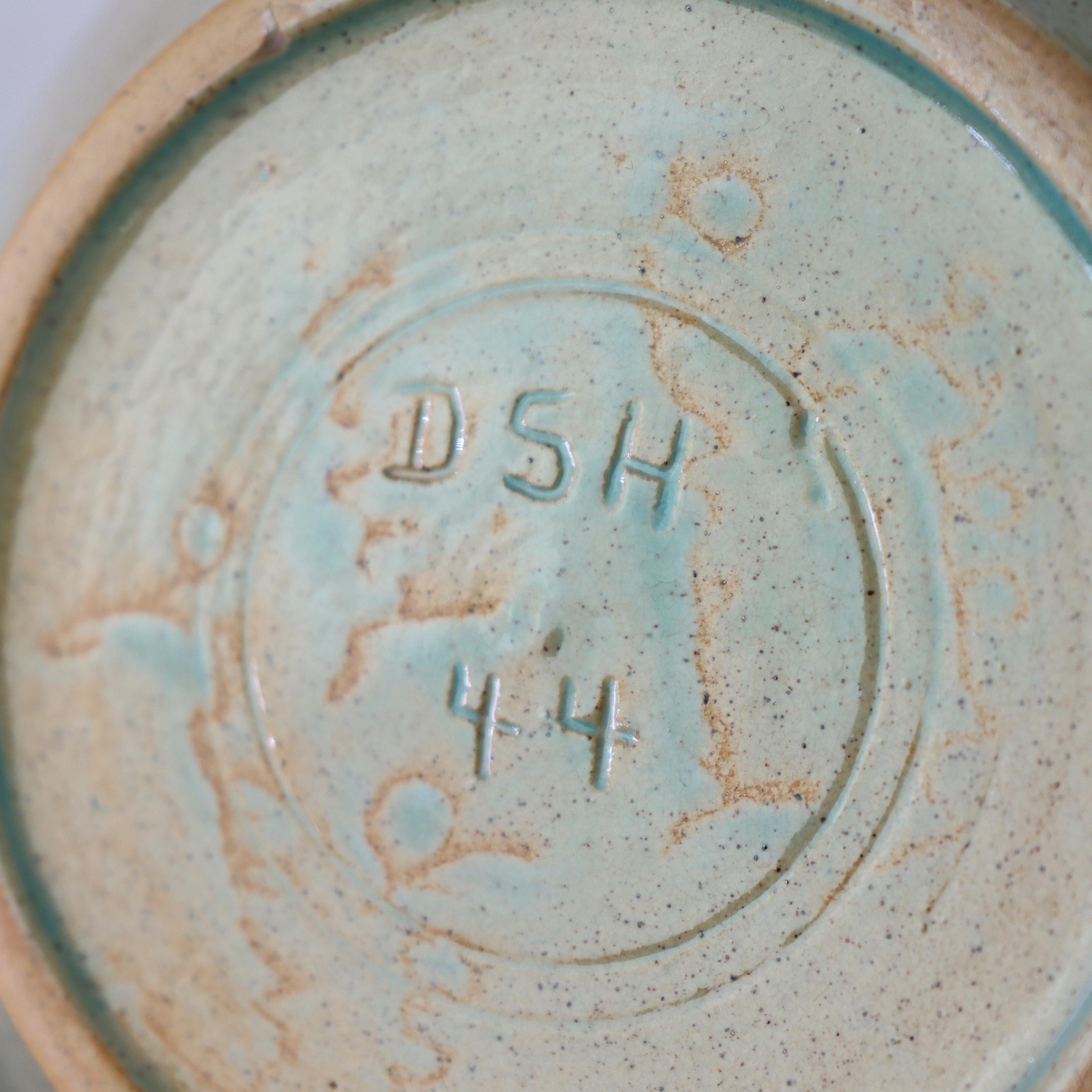 Antique Arts & Crafts Studio Pottery Low Bowl Signed C1910 For Sale 1