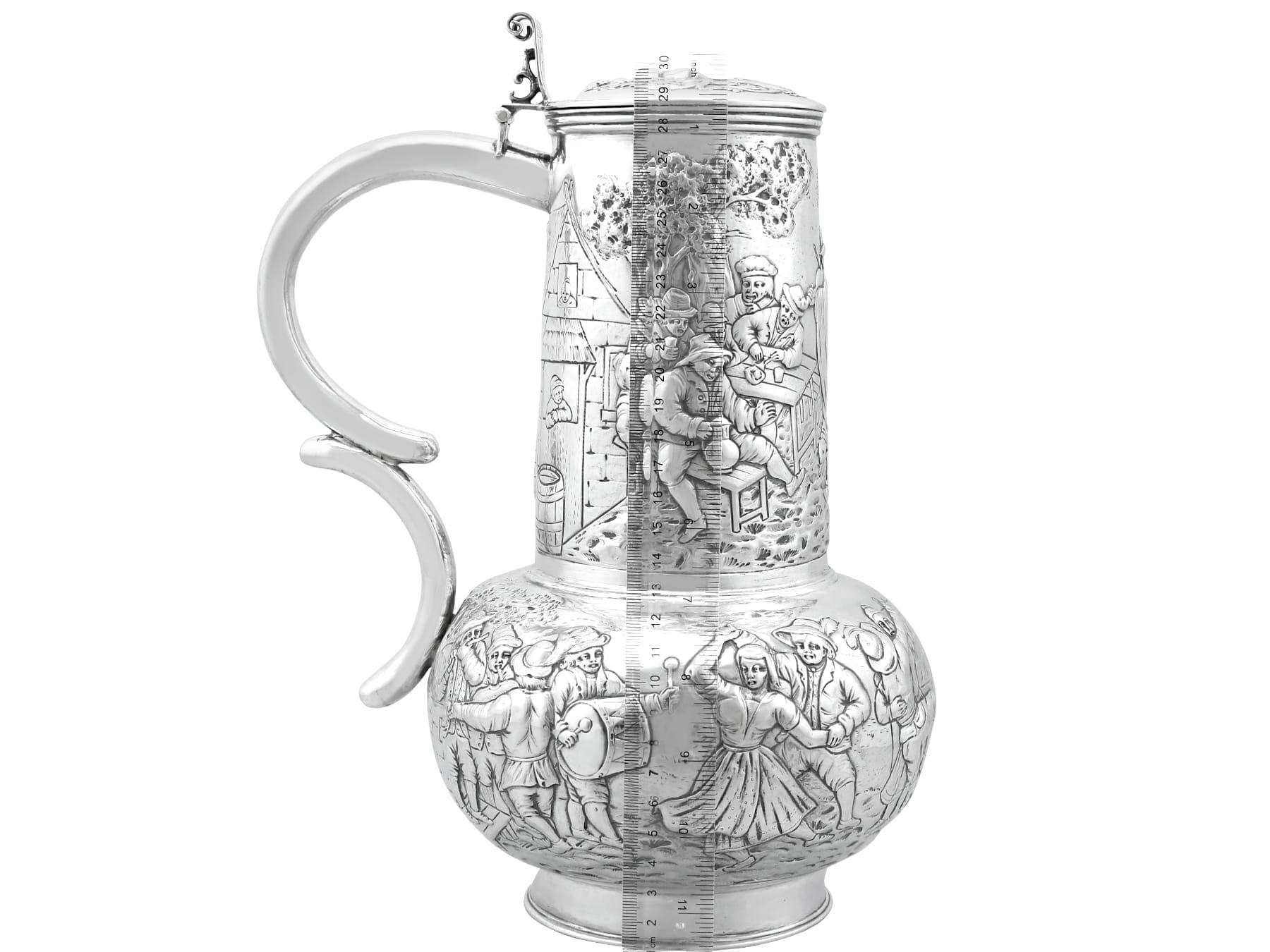 Antique Arts & Crafts Style German Silver Flagon For Sale 10