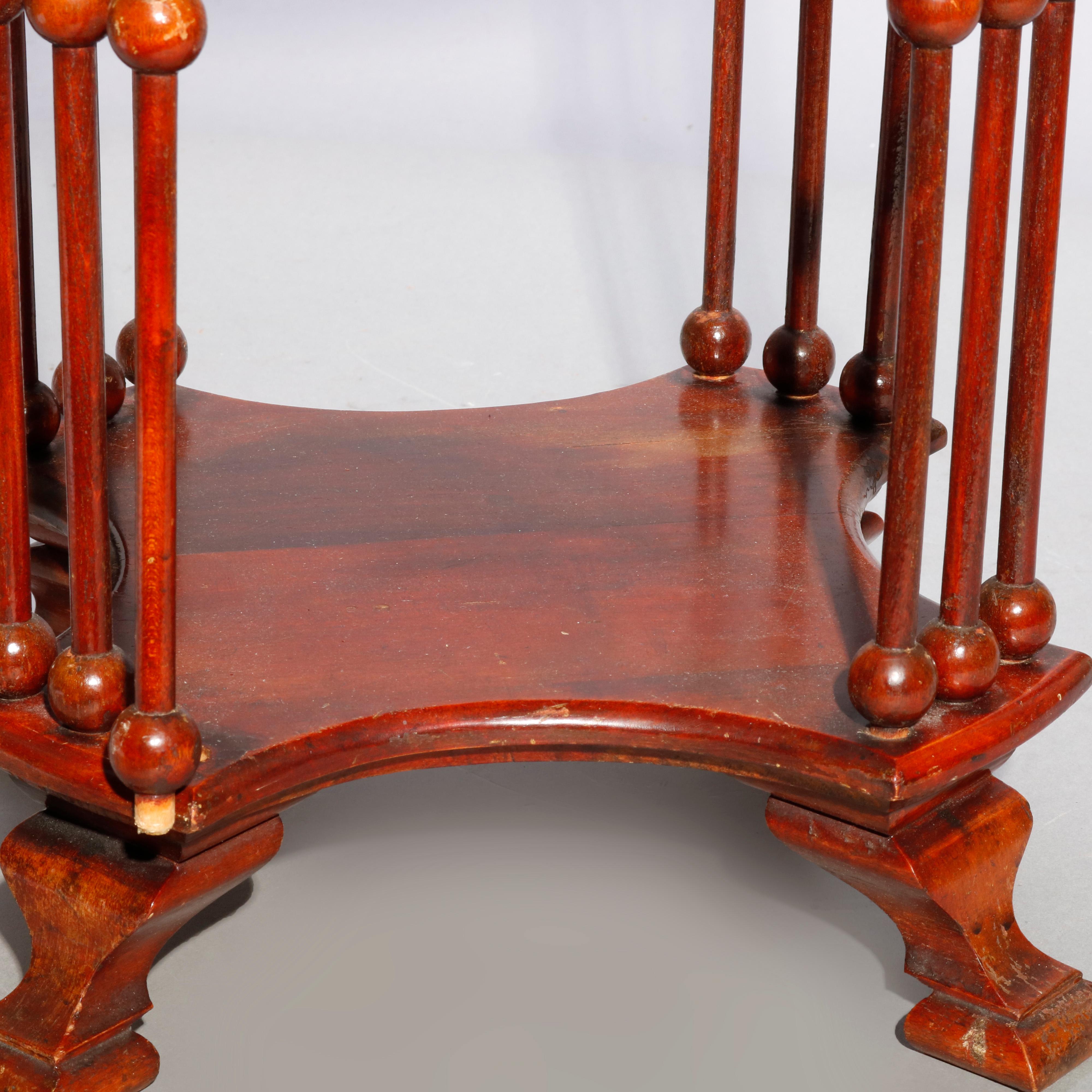 American Antique Arts & Crafts Style Mahogany Stick and Ball Side Table, 20th Century