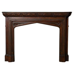 Antique Arts & Crafts Style Oak Fireplace