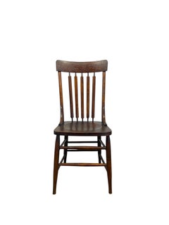 Antique Arts & Crafts Style Windsor Side Chair Cattail Spindle Back Tapered Legs