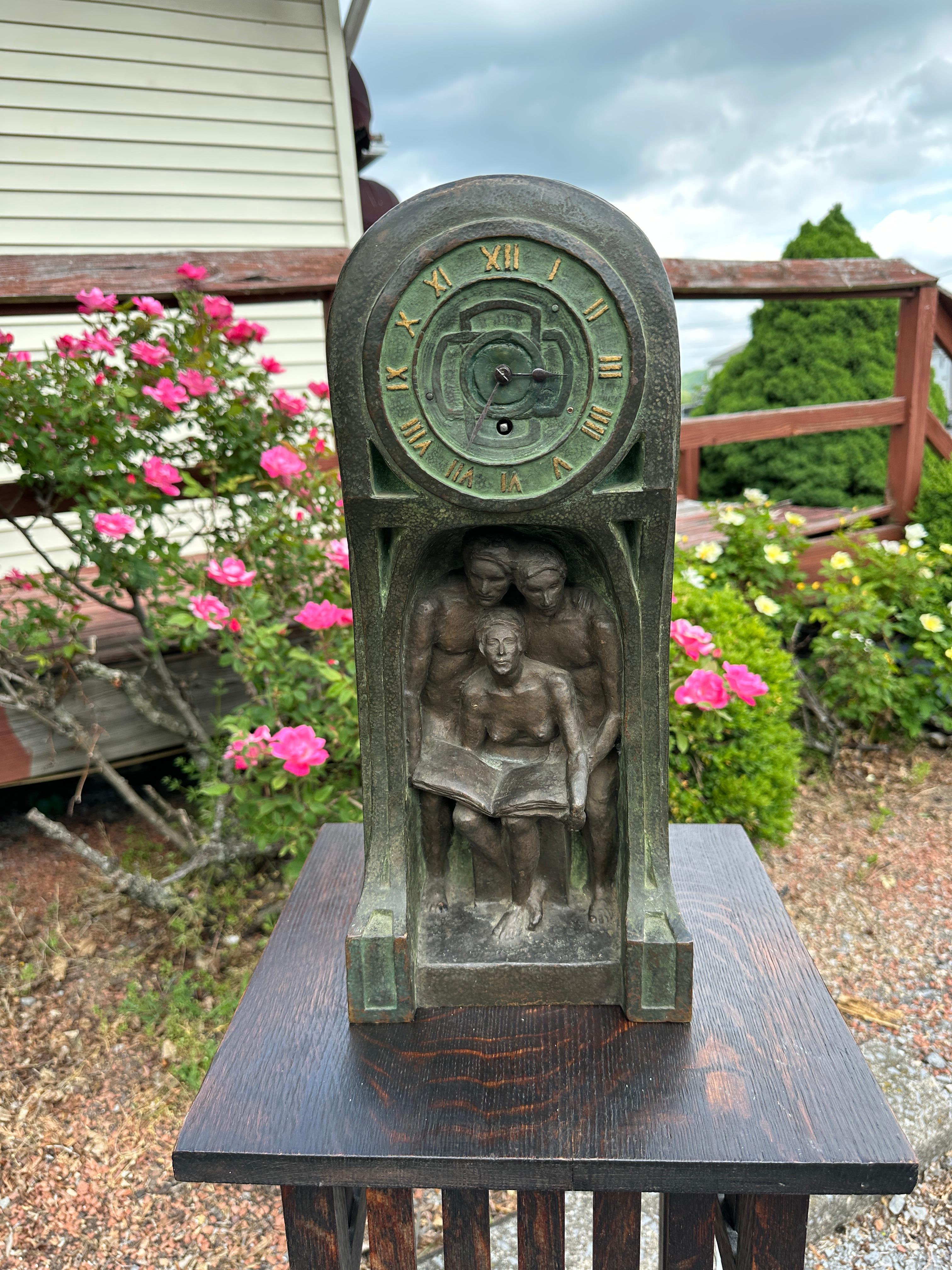 Antique Arts & Crafts Successionist Mantle Clock - Stickley era - W7025 For Sale 12