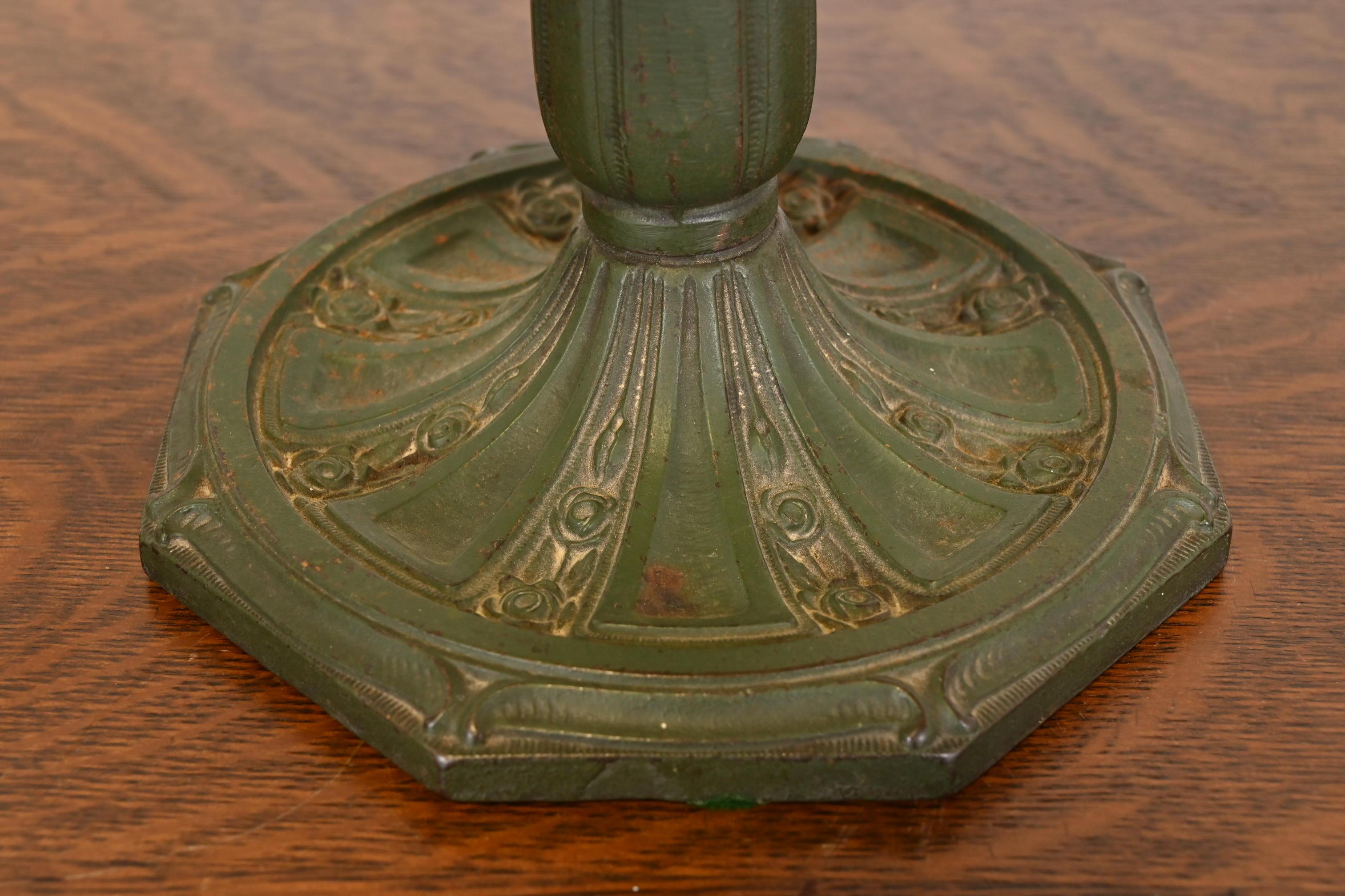 Antique Arts & Crafts Table Lamp With Reverse Painted Lake Scene, Circa 1920s For Sale 4