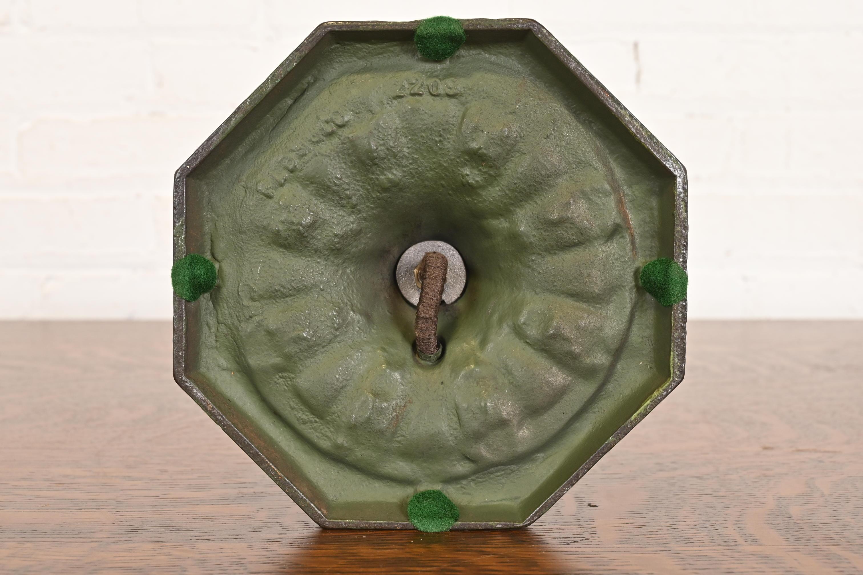 Antique Arts & Crafts Table Lamp With Reverse Painted Lake Scene, Circa 1920s For Sale 5