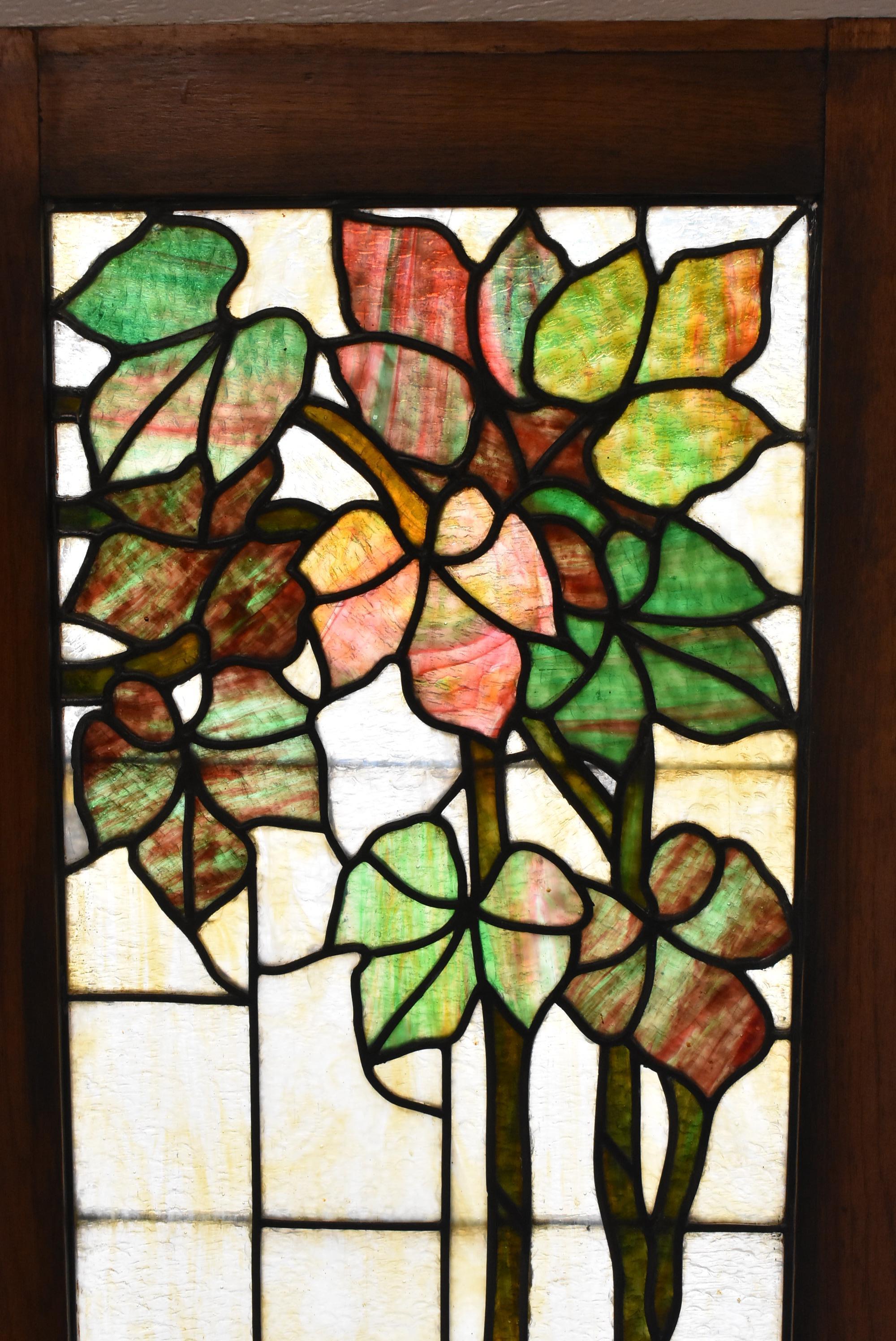 Arts and Crafts Antique Arts & Crafts Three-Piece Grape Trellis Leaded Glass Windows