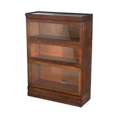 Antique Arts & Crafts Three Stack Oak Barrister Bookcase by Hale C1920
