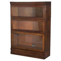 Antique Arts & Crafts Three Stack Oak Barrister Bookcase by Hale C1920