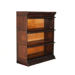 Antique Arts & Crafts Three Stack Oak Barrister Bookcase C1920