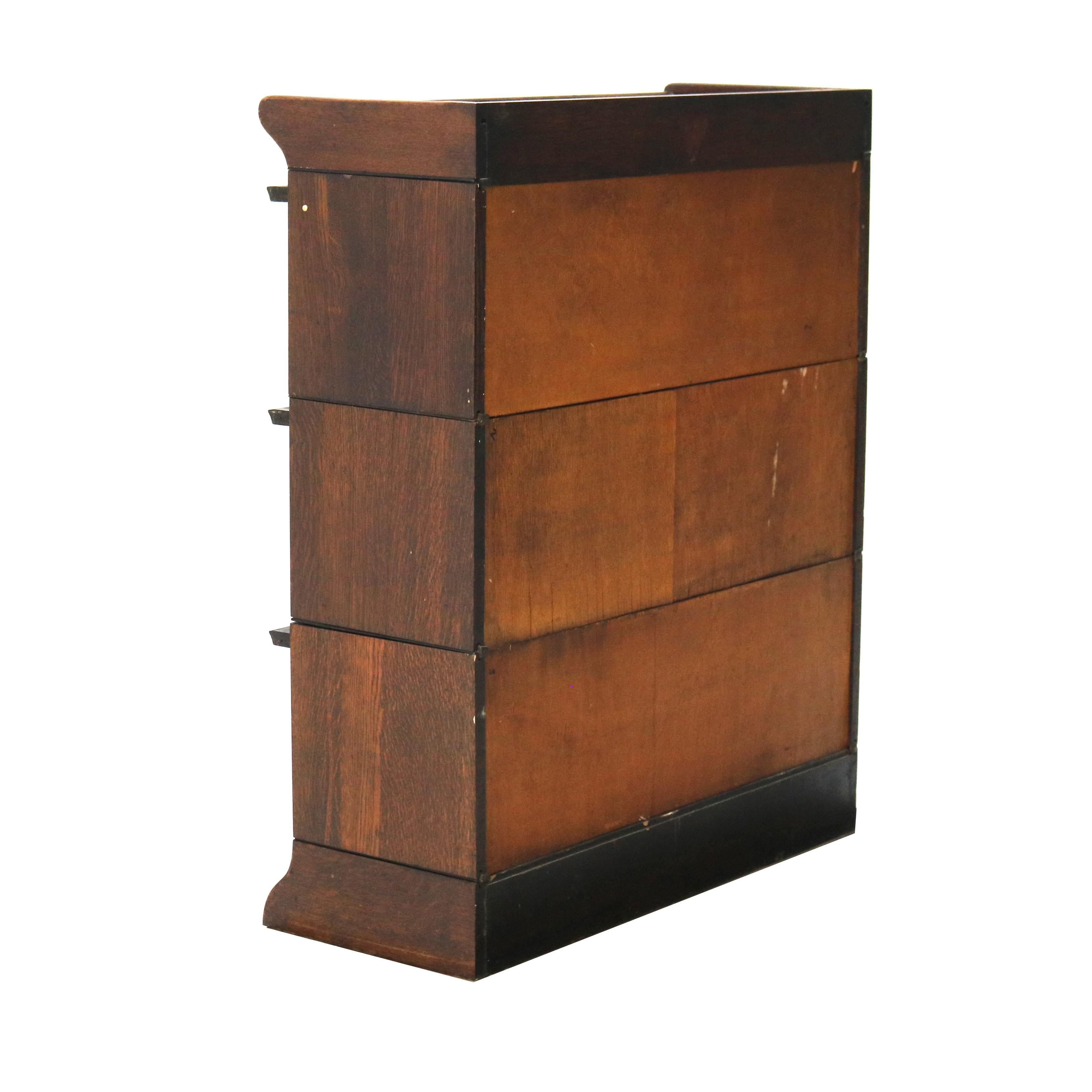 Libreria barrister a tre pile in Oak C1920 In condizioni buone in vendita a Big Flats, NY