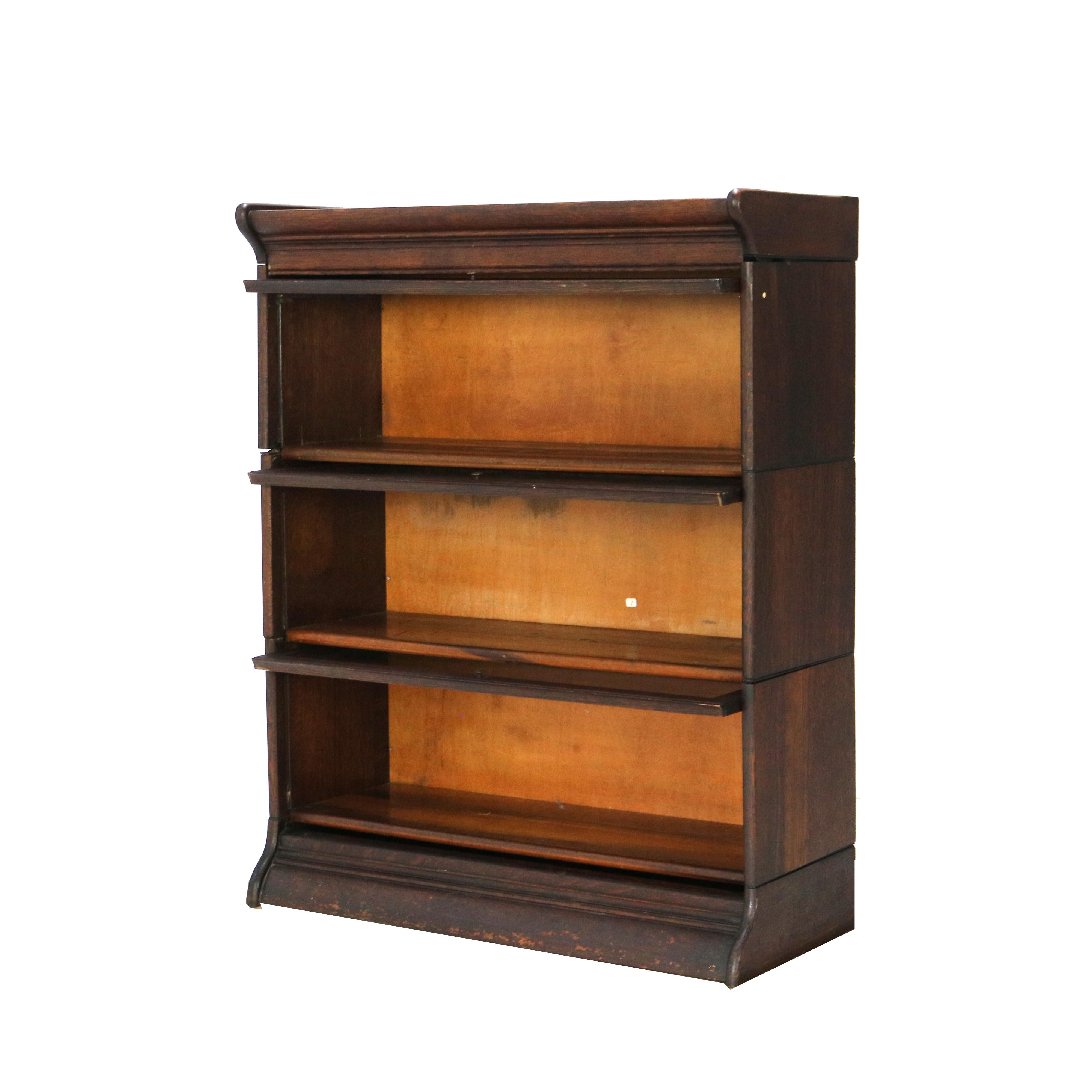 Libreria barrister a tre pile in Oak C1920 in vendita 2