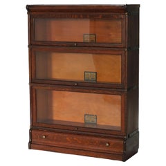 Antique Arts & Crafts Three-Stack Oak Barrister Bookcase C1920
