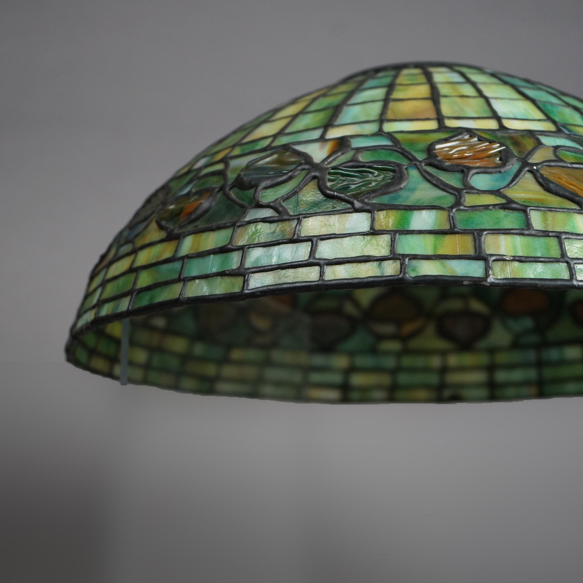 Arts and Crafts Antique Arts & Crafts Tiffany School Acorn Leaded Slag Glass Lampshade C1910