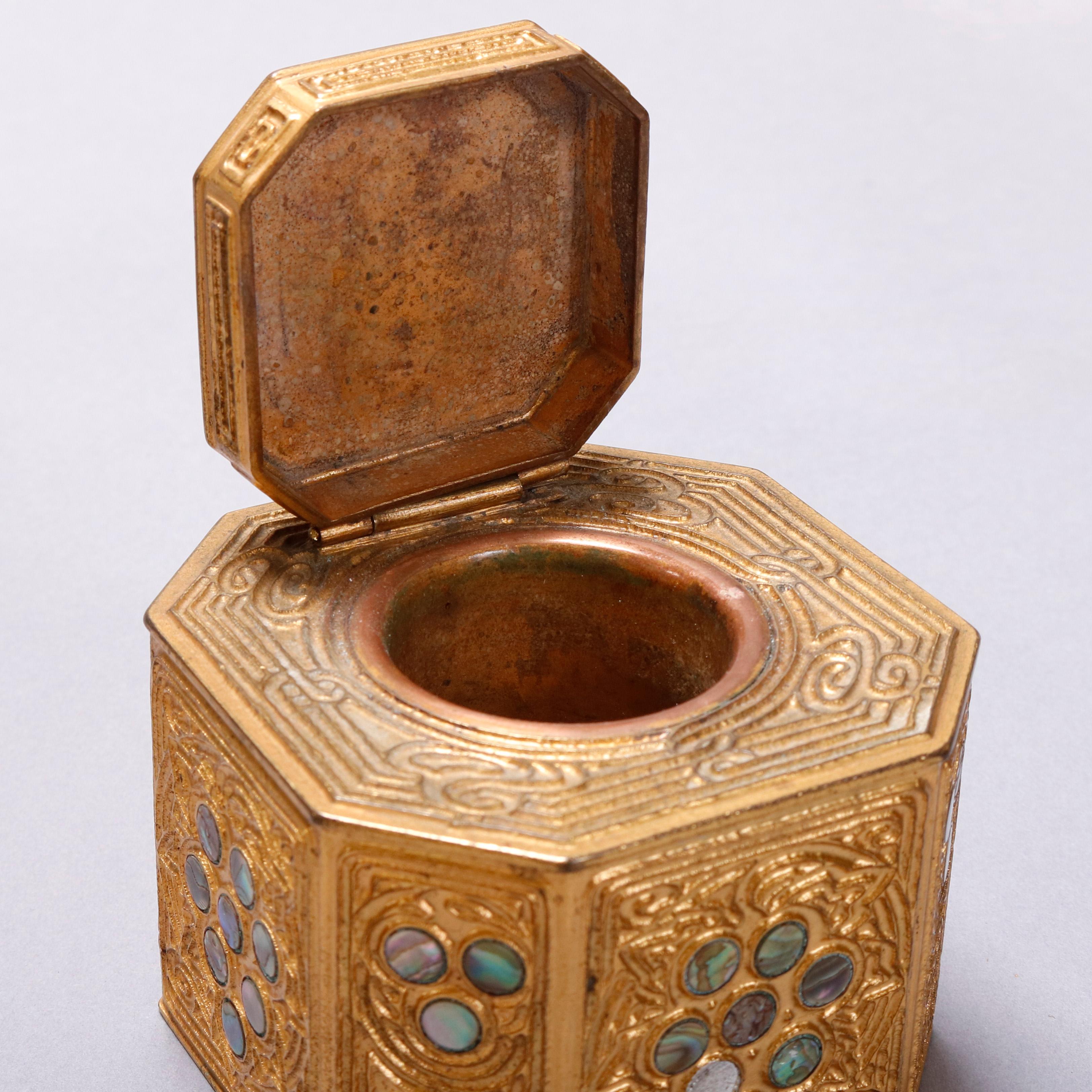 An antique Arts & Crafts inkwell by Tiffany & Co. in 