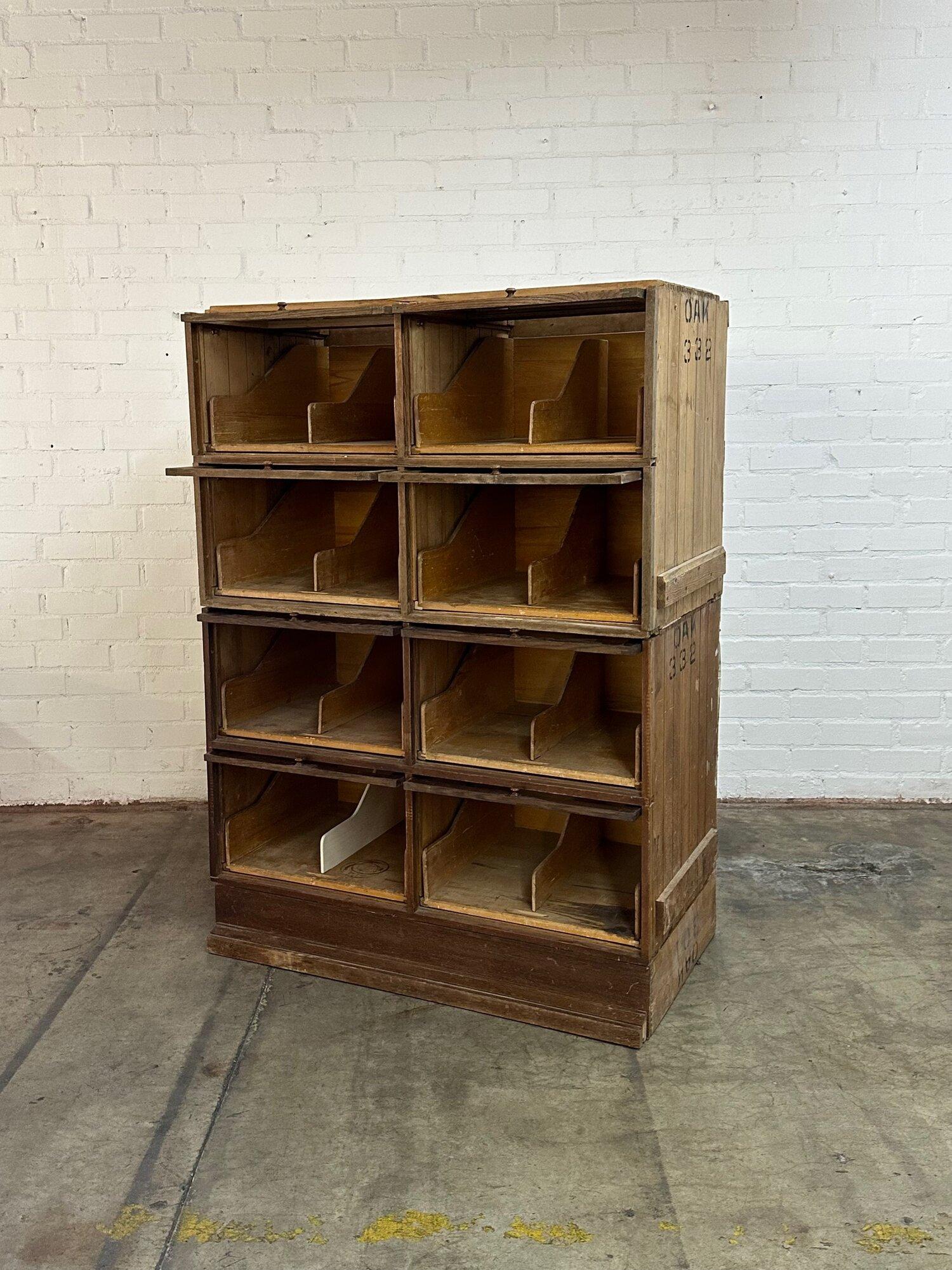 Mid-20th Century Antique Arts & Crafts Tiger Oak Double Barrister Bookcase For Sale
