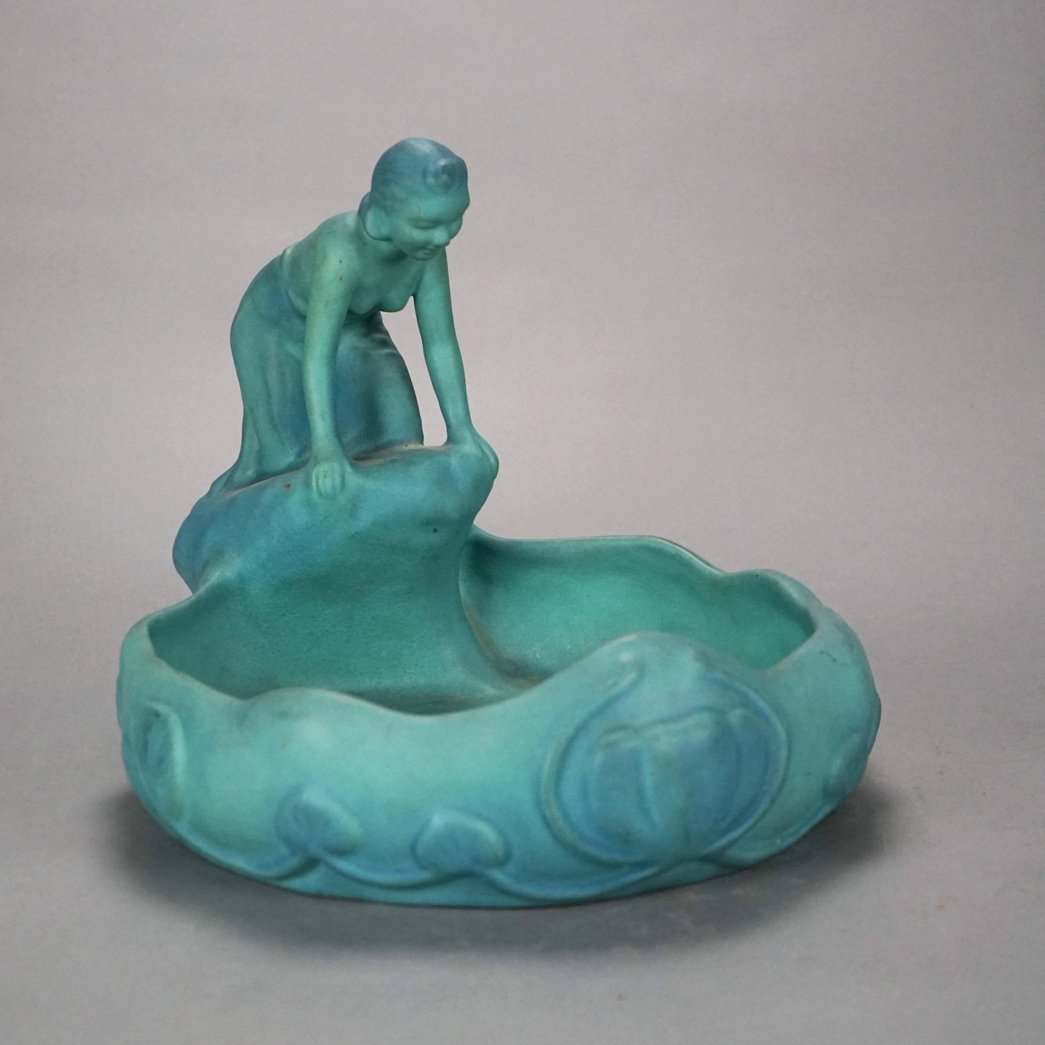 American Antique Arts & Crafts Van Briggle Art Pottery Figural Lady of the Lake, c1920