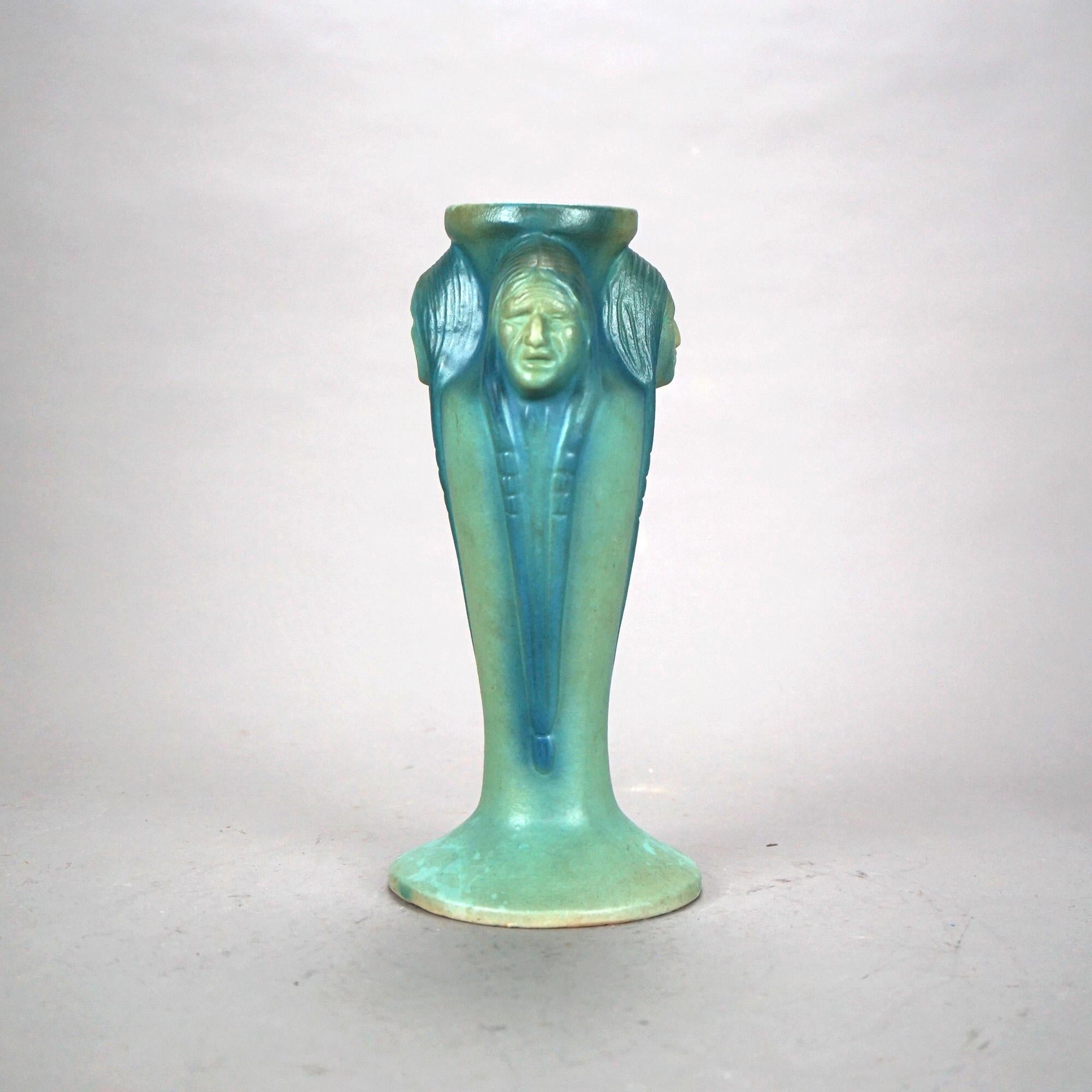 Arts and Crafts Antique Arts & Crafts Van Briggle Art Pottery Indian Head Vase, c1920