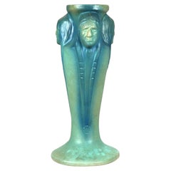 Antique Arts & Crafts Van Briggle Art Pottery Indian Head Vase, c1920