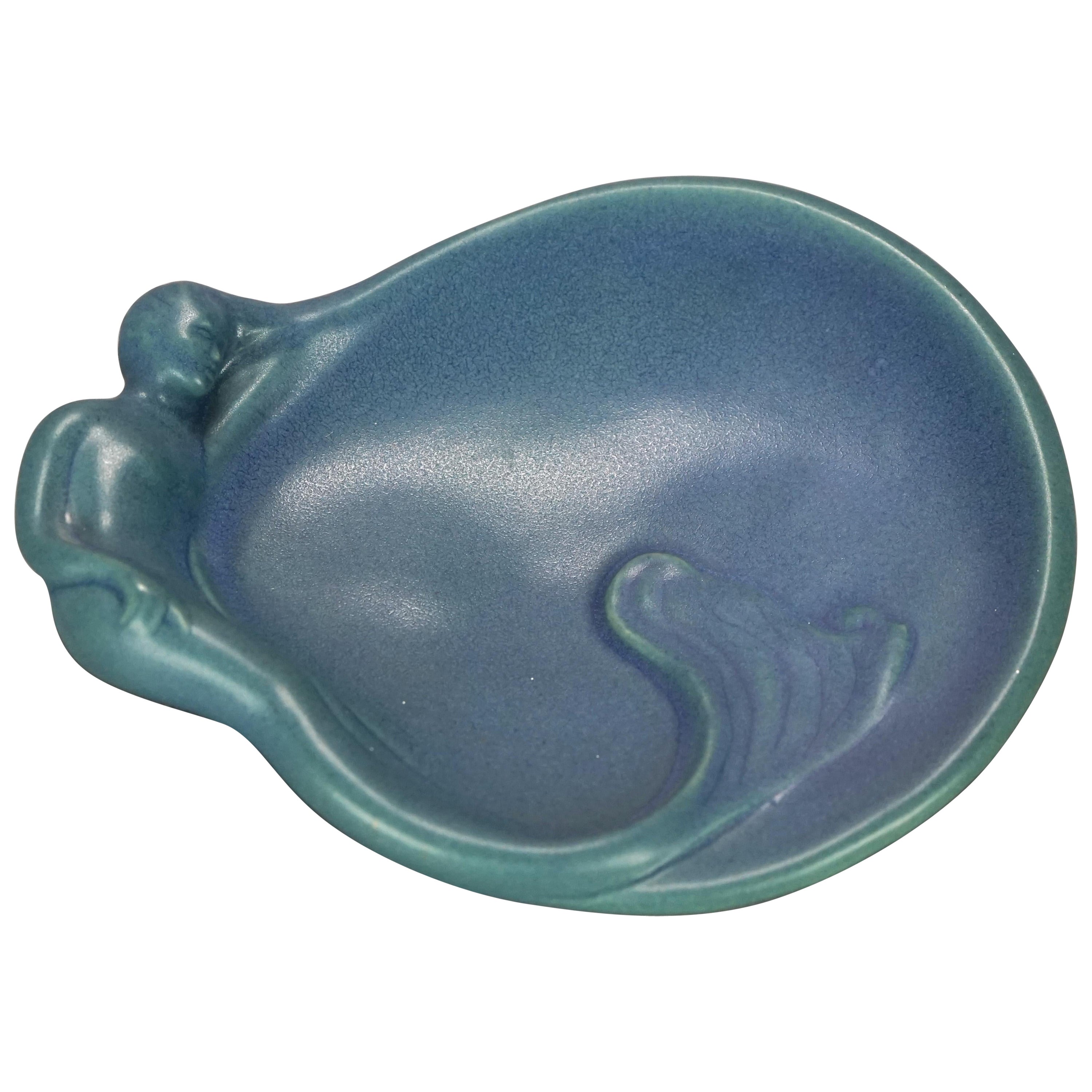 Antique Arts 
Crafts Van Briggle Figural Art Pottery Mermaid Dresser Tray c1930