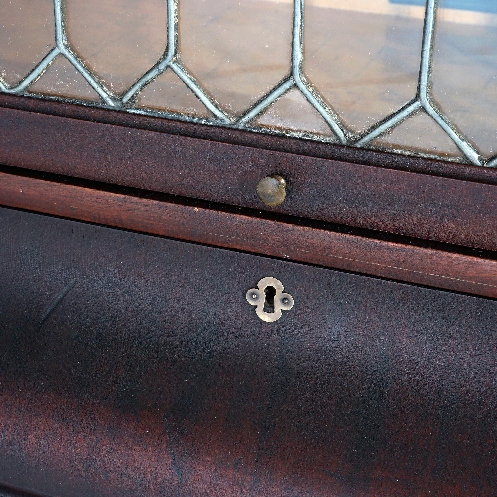 Antique Arts & Crafts Viking Mahogany & Leaded Glass Barrister Bookcase, C1910 In Good Condition In Big Flats, NY