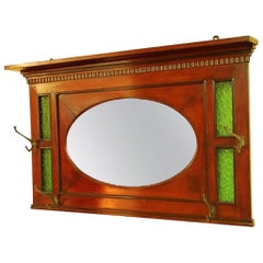 Antique Arts & Crafts Wall-Mounted Mirrored Hat Stand
