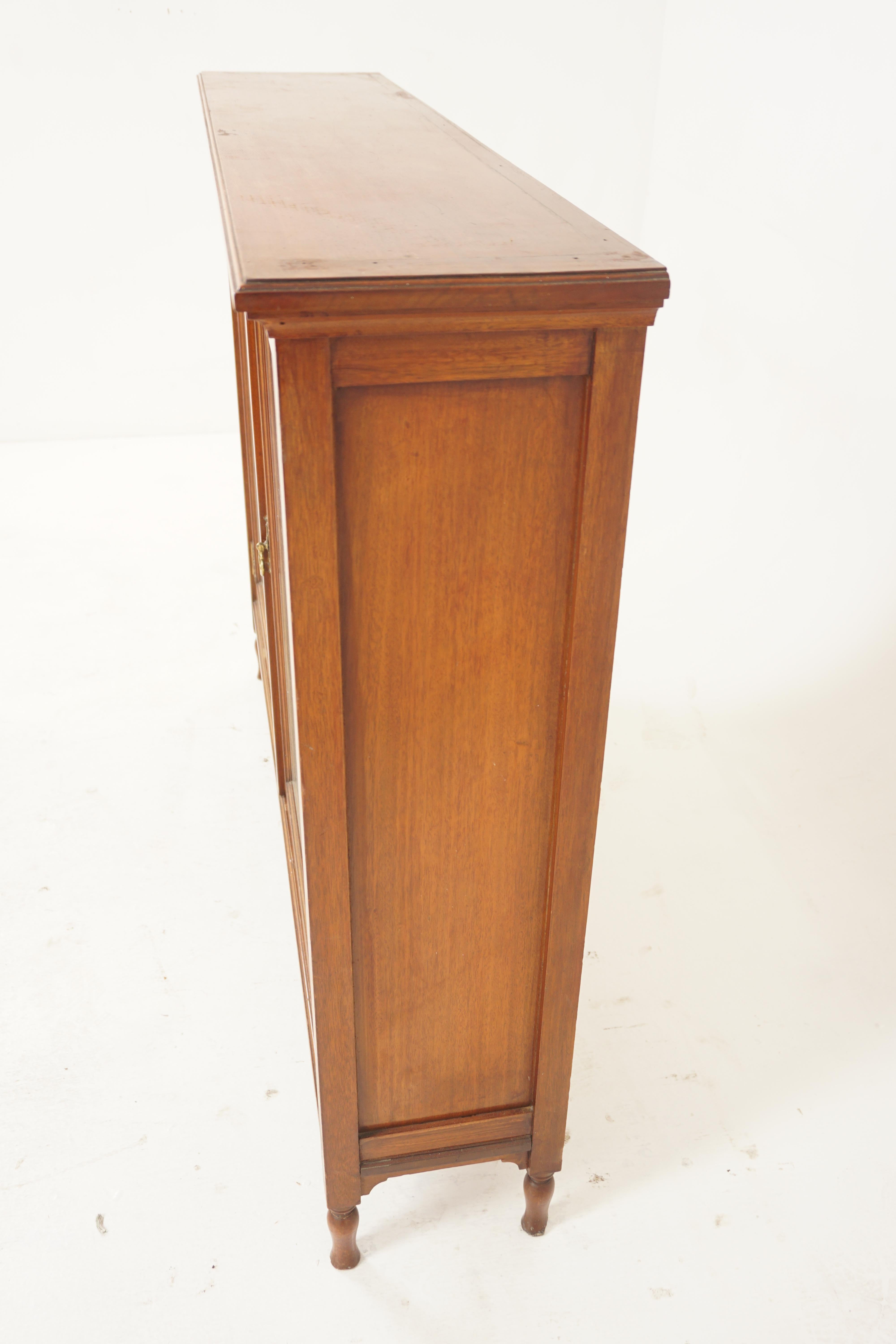 Early 20th Century Antique Arts & Crafts Walnut Bookcase, Display, Glass, Scotland 1890, H1010 For Sale