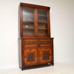 Antique Arts & Crafts Walnut Secretaire Bookcase