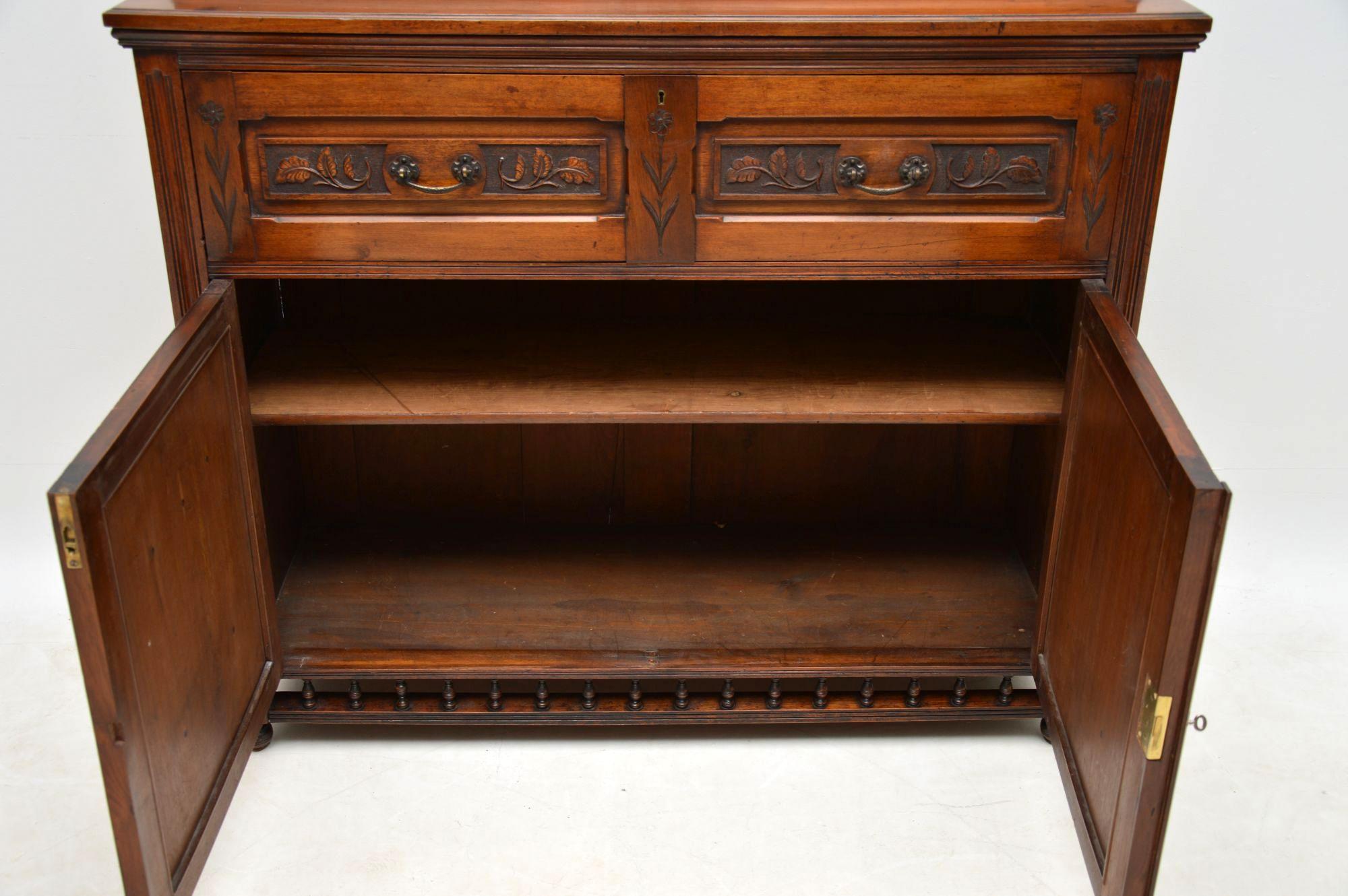 Antique Arts & Crafts Walnut Secretaire Bookcase 2