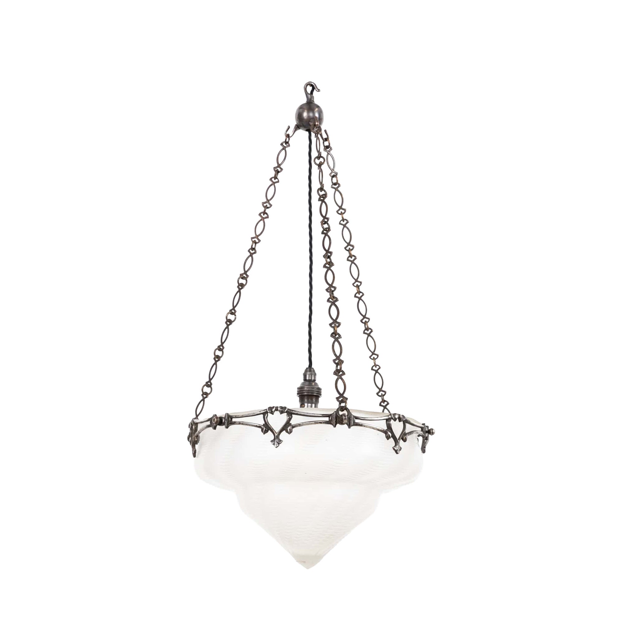 Plafoniera in vetro W.A.S. Benson / Powell, antica arte e artigianato. C.1900