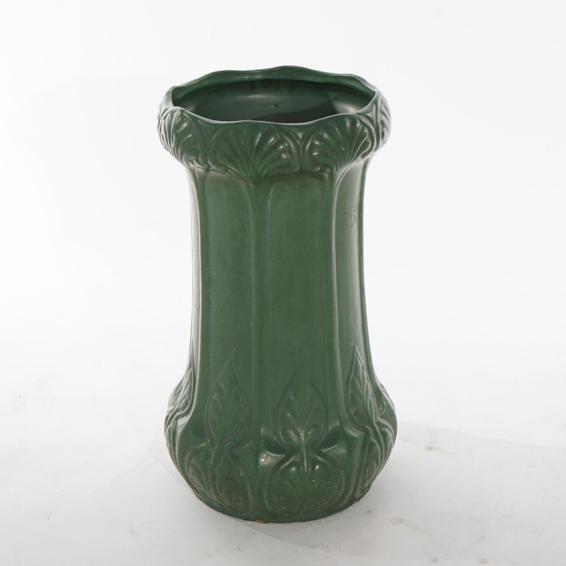 Arts and Crafts Antique Arts & Crafts Weller Matte Green Art Pottery Umbrella Stand, circa 1910