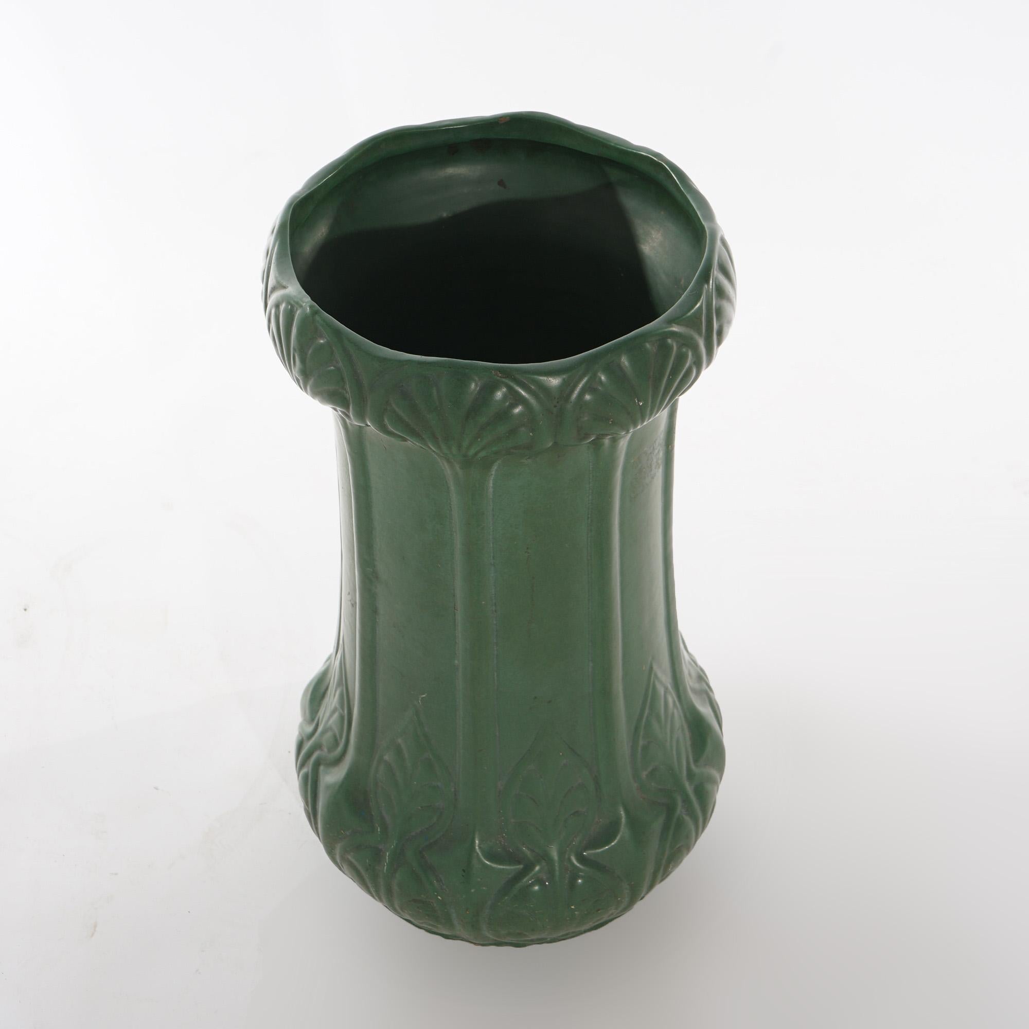 American Antique Arts & Crafts Weller Matte Green Art Pottery Umbrella Stand, circa 1910