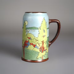 Antique Arts & Crafts Wesley Dow School Scenic Porcelain Tankard Circa 1900
