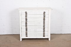 Antique Arts & Crafts White Painted 18-Drawer Flat File Printer's Cabinet