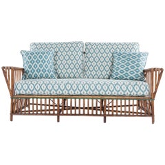 Antique Arts & Crafts Wicker Settee/Loveseat Sofa, Sunbrella Fabric, circa 1890