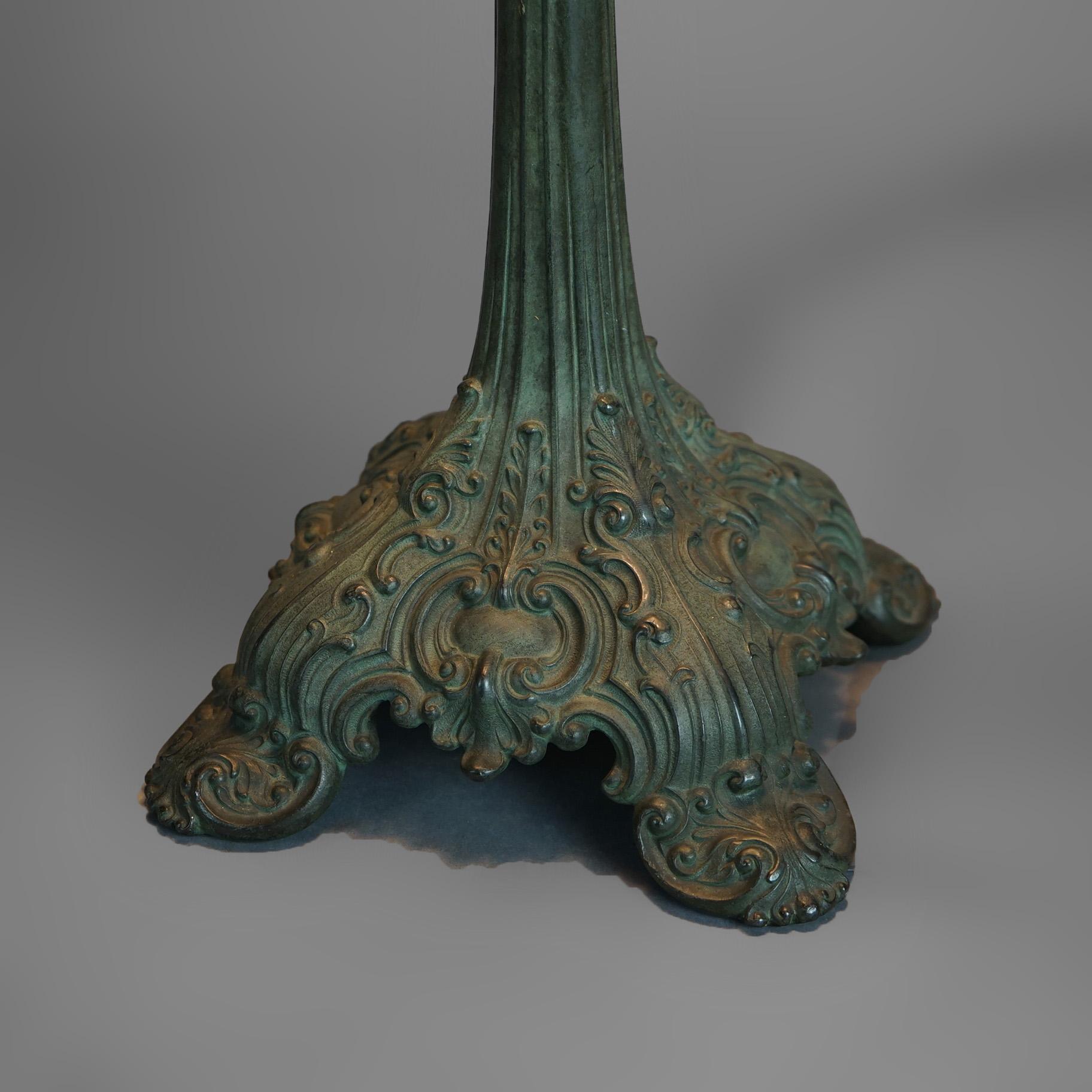 Antique Arts & Crafts Wilkinson Slag, Chunk & Jewel Glass Table Lamp Circa 1920 4