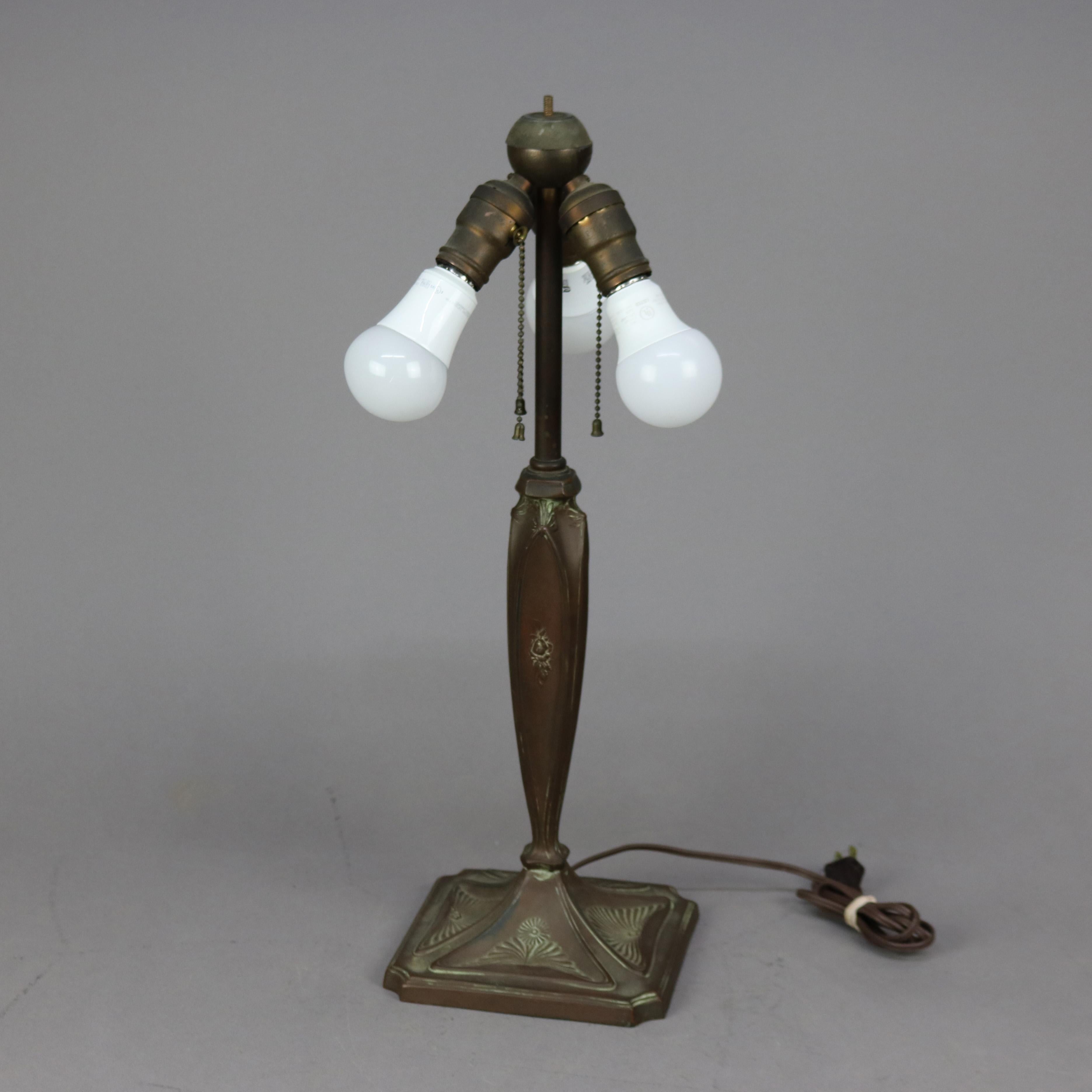20th Century Antique Arts & Crafts Wilkinson Two-Tone Slag Glass Table Lamp, Circa 1910