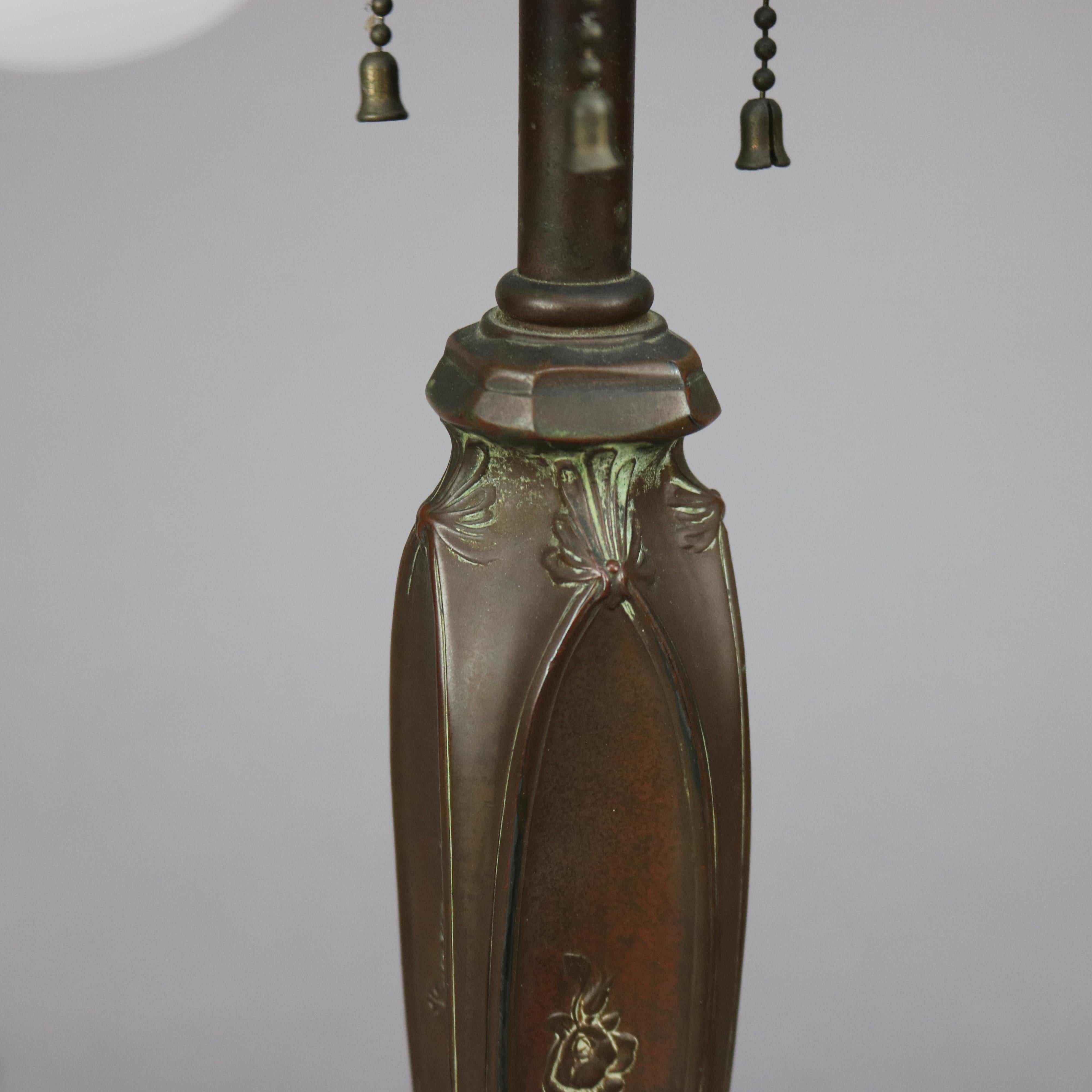 Antique Arts & Crafts Wilkinson Two-Tone Slag Glass Table Lamp, Circa 1910 2